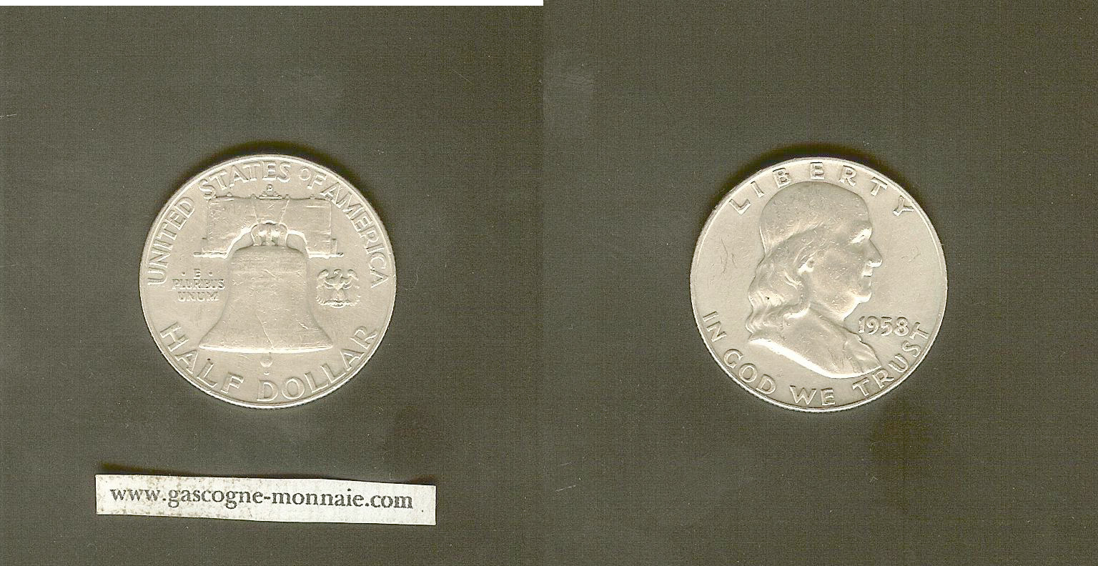USA 1/2 Dollar Franklin 1958 SUP